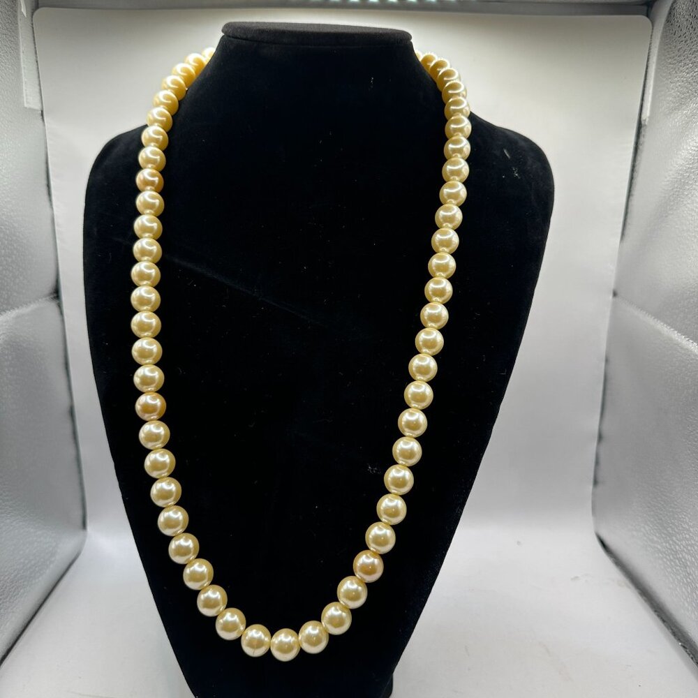 Faux Pearl Bead Necklace With Gold-Tone Clasp